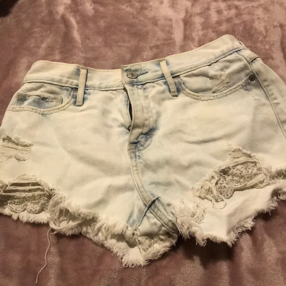 High waisted jean shorts